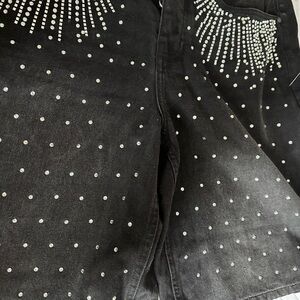 Women's Black Studded Jean Shorts